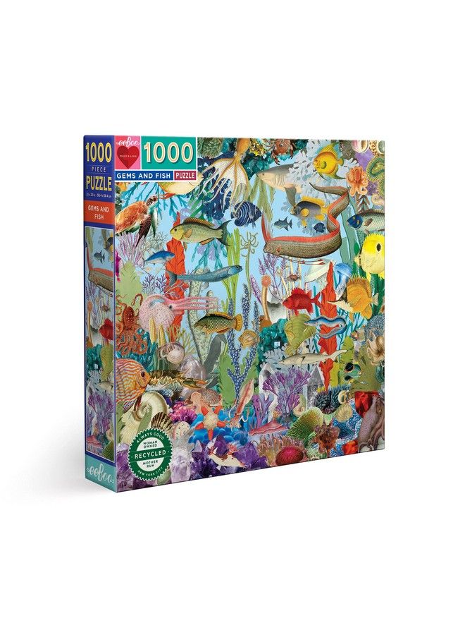 : Piece And Love Gems And Fish 1000 Piece Square Jigsaw Puzzle Sturdy Puzzle Pieces A Cooperative Activity With Friends And Family