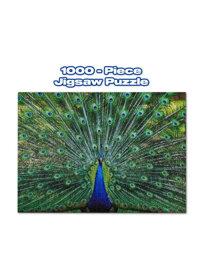 Peacock Plume Wild Zoo Animal 1000 Piece Jigsaw Puzzle For Adults And Kids ; Interactive Brain Teaser Board Educational Toys & Games For Home Quarantine Gift Ideas ; 28 X 20 Inches