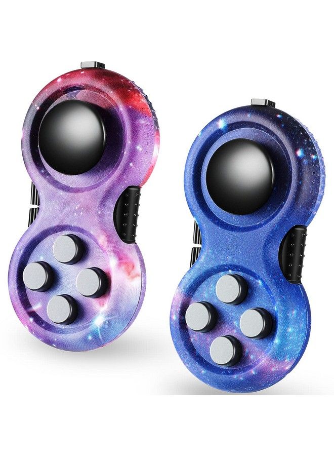 2 Pieces Fidget Pad Sensory Fidgets Controller Pad Handheld Fidget Game Pad Sensory Educational Toy For Adhd Add Ocd Autism Anxiety Stress Relief (Starry Purple And Starry Blue Style)