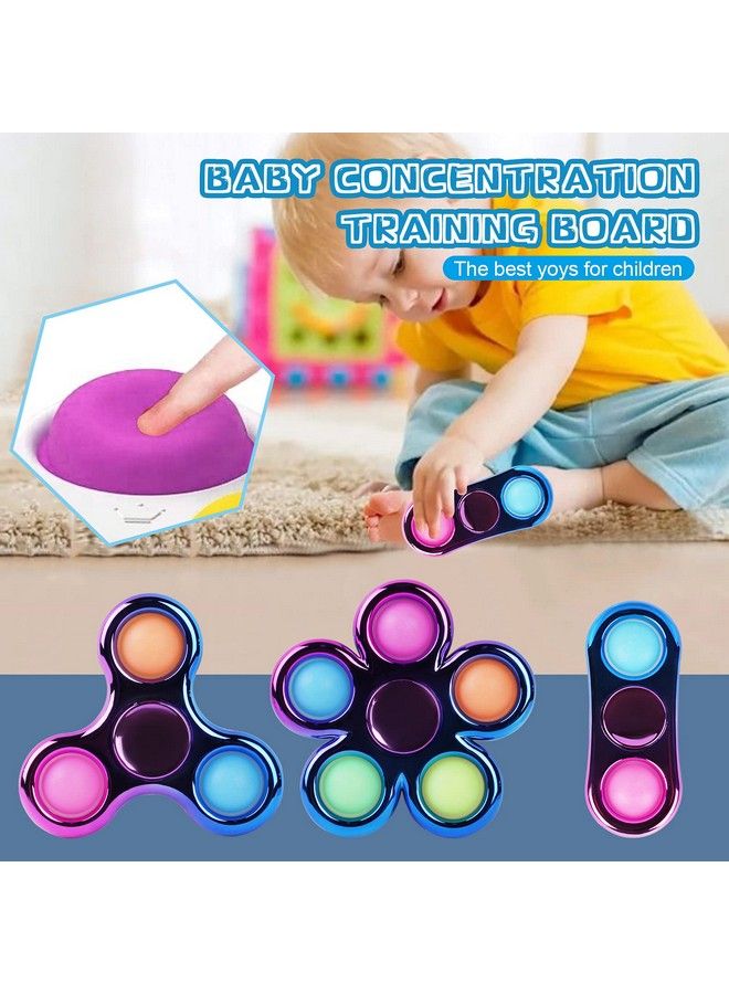 Pop Simple Fidget Spinner 3 Pack Push Bubble Metallooking Fidget Spinners Pop Bubble Rainbow Fidget Toys Spinners For Adhd Anxiety Stress Relief Sensory Toy Party Favor For Kids