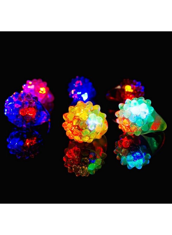 24Pcs Flashing Led Bumpy Jelly Ring Light Up Finger Ring Toys For Party Favor Halloween Raves Concert Shows