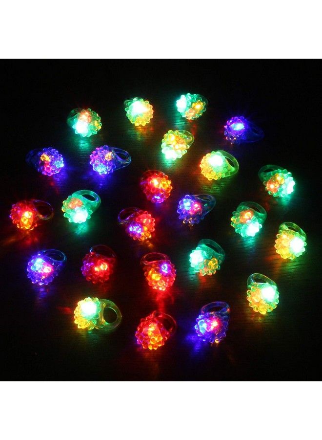 24Pcs Flashing Led Bumpy Jelly Ring Light Up Finger Ring Toys For Party Favor Halloween Raves Concert Shows