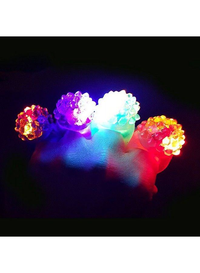 24Pcs Flashing Led Bumpy Jelly Ring Light Up Finger Ring Toys For Party Favor Halloween Raves Concert Shows