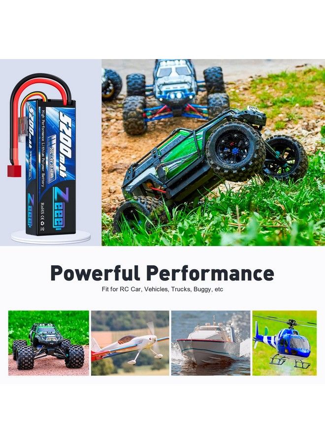 7.4V Lipo Battery 2S 50C 5200Mah Lipos Hard Case With Deanstyle T Connector For Rc Car Trucks 1/8 1/10 Rc Vehicles(2 Packs)