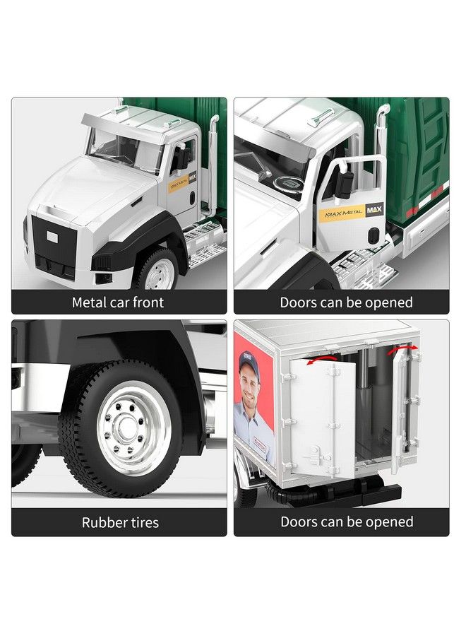 3 Pack Of Diecast City Transport Vehicles Garbage Truck Tanker Truck Express Delivery Truck 1/50 Scale Metal Collectible Model Cars Pull Back Car Toys With Opening Doors For Boys And Girls