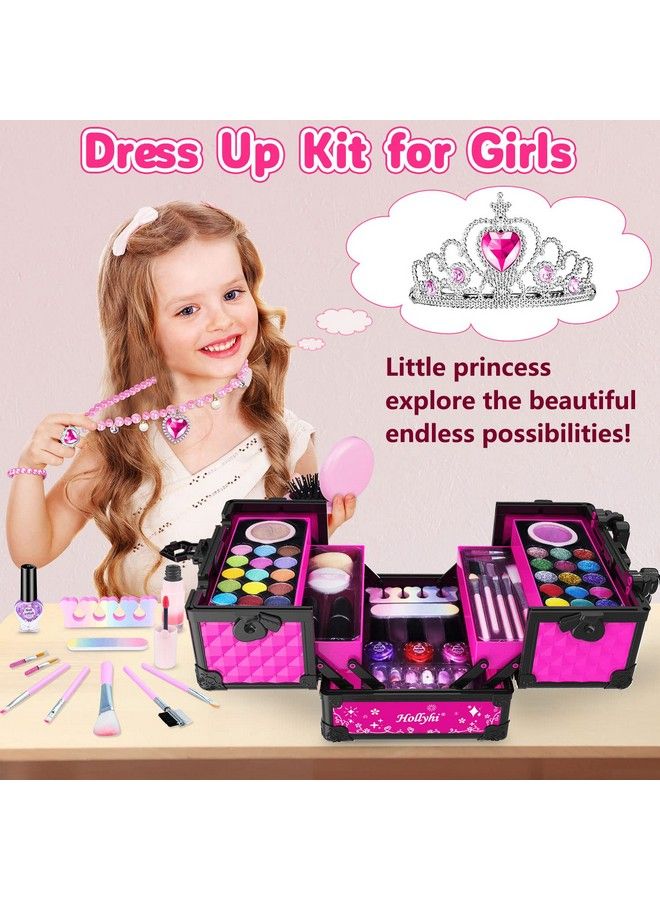 62 Pcs Kids Makeup Kit For Girl Washable Play Makeup Toys Set For Dress Up Pretend Beauty Vanity Set With Cosmetic Case Birthday Toys For Girls 3 4 5 6 7 8 9 10 11 12 Year Old Kids Toddlers
