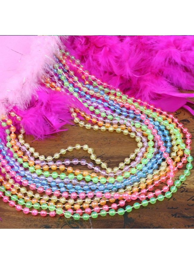 12 Pack Of 33 Mardi Gras Beads Necklace Multicolor Ab Beads Glitter Plastic Necklace Mardi Gras Throws St Patricks Day Beads Party Beads Costume Necklaces