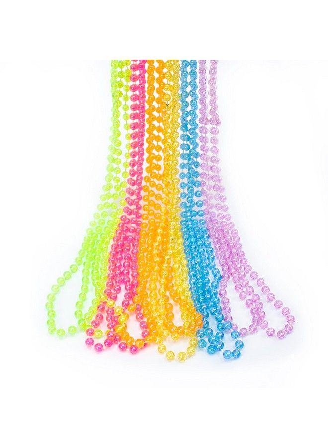 12 Pack Of 33 Mardi Gras Beads Necklace Multicolor Ab Beads Glitter Plastic Necklace Mardi Gras Throws St Patricks Day Beads Party Beads Costume Necklaces