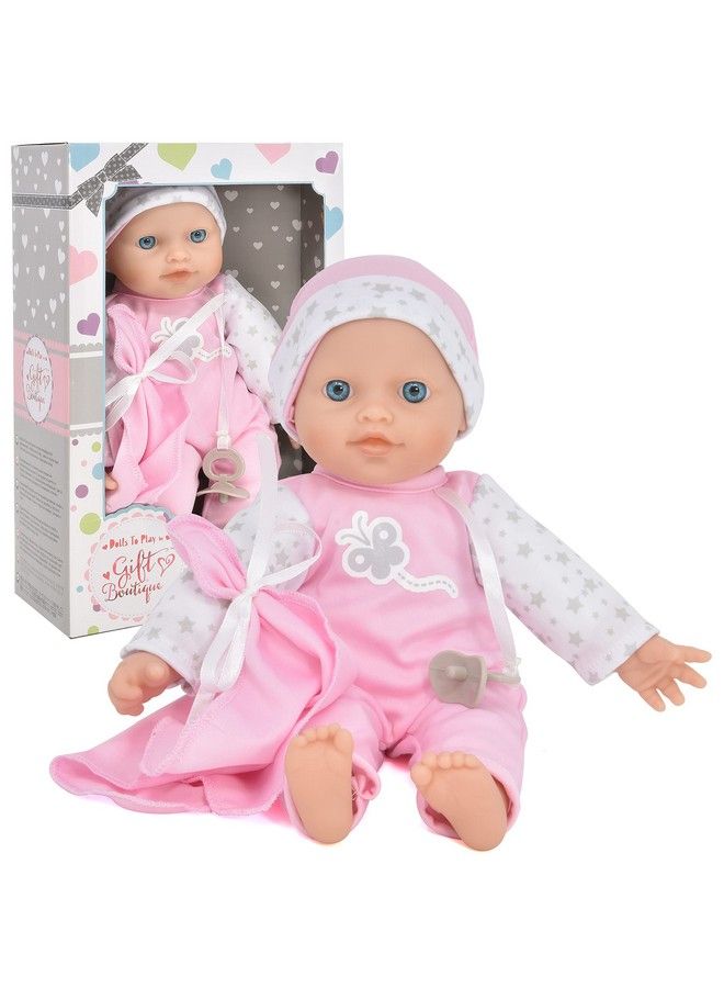 12 Inch Soft Body Baby Doll In Gift Box Baby Doll With Pacifier Blanket And Pink Clothes