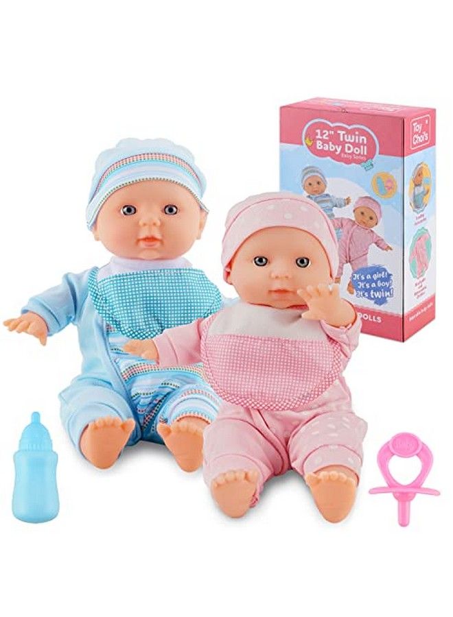 Twin Baby Doll 12 Inch Soft Body Baby Doll Set With Rompers And Hat Pacifier Doll Bibs For Baby For 2 3 4 5 Year Old Boys And Girls Toddlers Kids