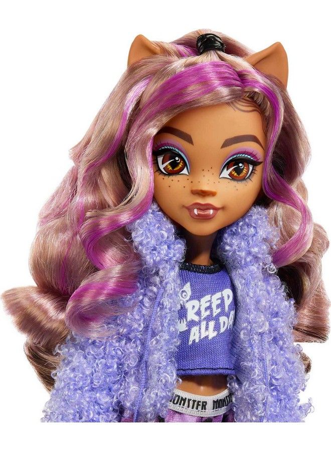 Doll Clawdeen Wolf Creepover Party Set With Pet Dog Crescent Sleepover Clothes And Accessories