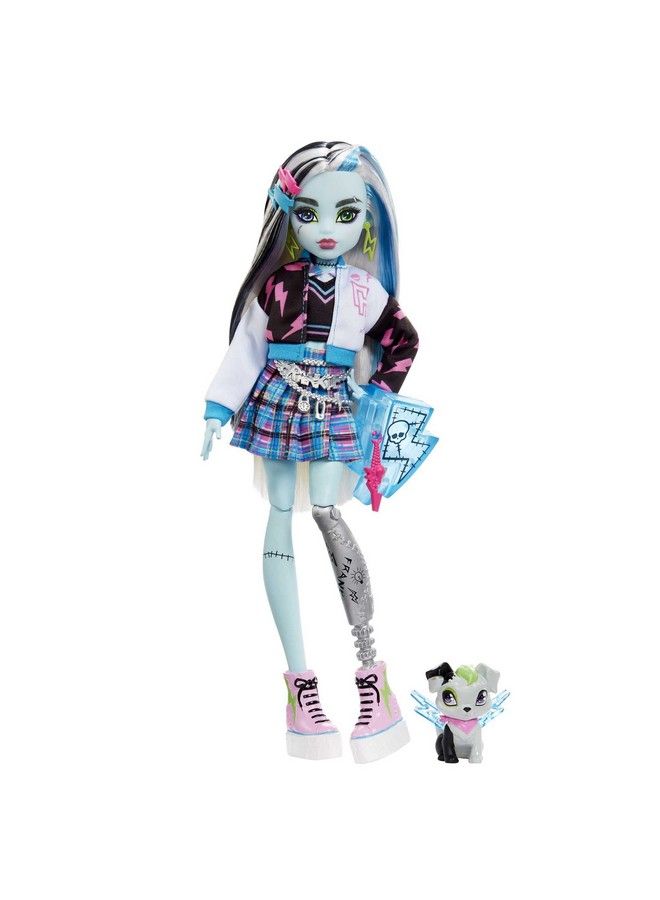 Frankie Stein Fashion Doll With Blue & Black Streaked Hair Signature Look Accessories & Pet