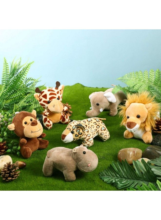 12 Pieces Mini Stuffed Forest Animals Jungle Animal Plush Toys In 4.8 Inch Cute Plush Elephant Lion Giraffe Tiger For Animal Themed Parties Teacher Student Achievement Award (Sitting Lying)