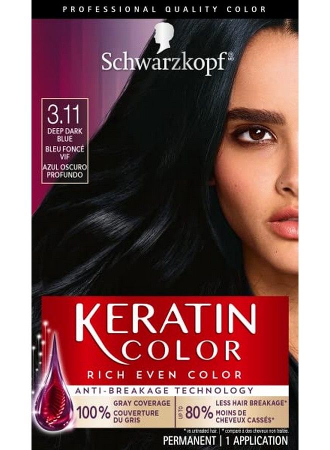 Keratin Color Permanent Hair Color Cream 3.11 Deep Dark Blue 1 Kit