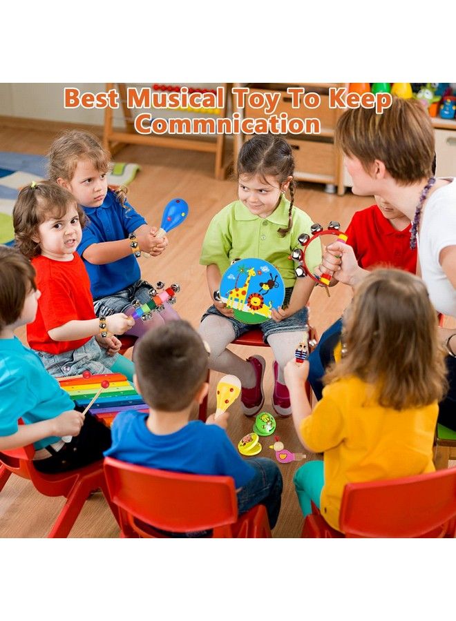 Kids Musical Instruments Set 20 Pcs Wooden Shakers Percussion Instruments Tambourine Xylophone Toys Child Early Learning Musical Toys For Boys And Girls Gifts Present With Carrying Bag