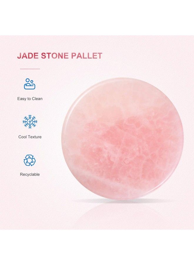 1 Pc Grafted Eyelash Jade Stones Eyelash Extension Glue Pallet Holder Round Pallet Pad Resin Nail Art Plate Palette Makeup Palette (Pink)