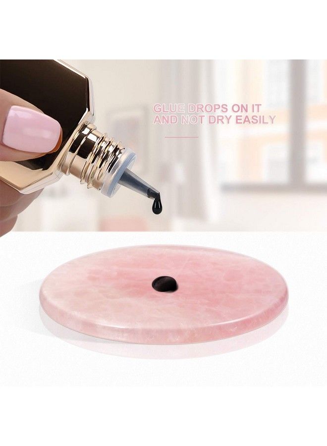1 Pc Grafted Eyelash Jade Stones Eyelash Extension Glue Pallet Holder Round Pallet Pad Resin Nail Art Plate Palette Makeup Palette (Pink)