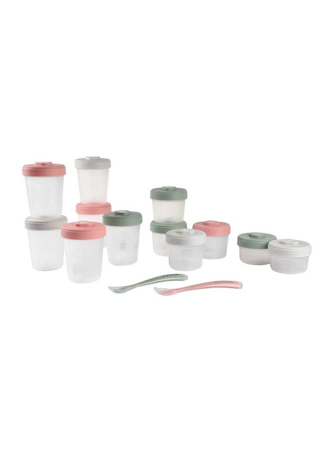 Clip Containers Set Of 12 + 2 Spoons Baby Food Storage Containers Food Storage Containers With Lid Baby Food + Toddler Snack Containers (Eucalyptus)