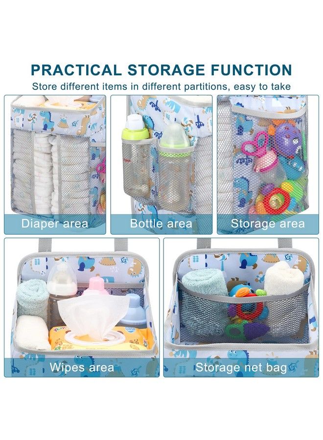 Hanging Baby Diaper Caddy Organizer Diaper Stacker Baby Crib Hanging Classified Storage Bag Organizer For Changing Table Crib Playard Or Wall & Nursery Organization White