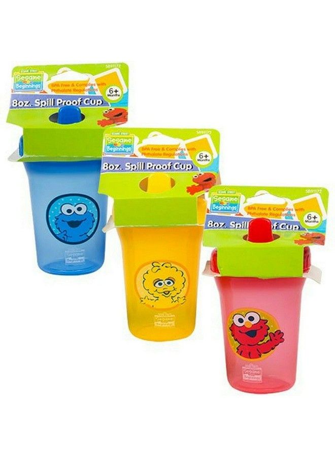Sesame Beginnings 8Oz. Spill Proof Cups Big Bird Cookie Monster And Elmo (3Pack) Multicolored