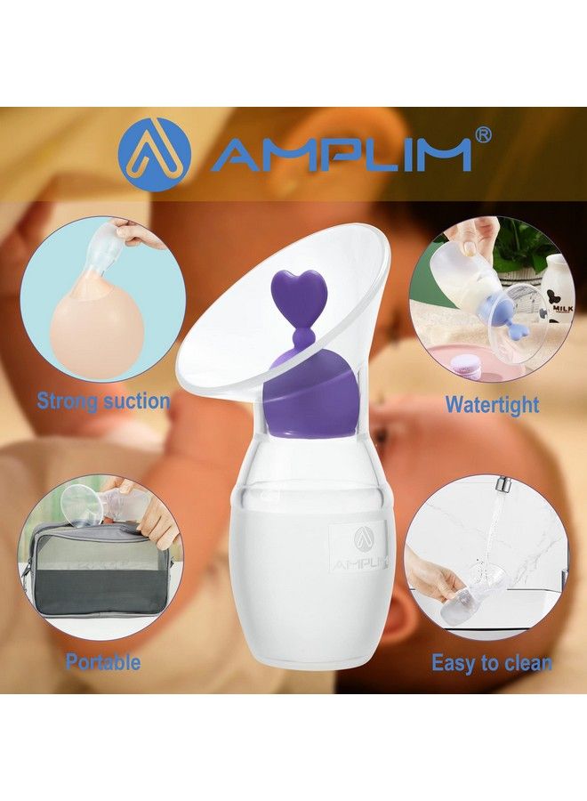 2Pack Food Grade Silicone Breast Milk Collector 4Oz/100Ml ; Manual Breast Pump With Breastfeeding Milk Saver Stopper ; Fsa Hsa ; Bpa Pvc Lead And Phthalate Free ; Blue