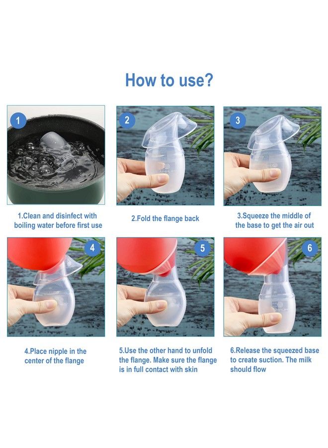 2Pack Food Grade Silicone Breast Milk Collector 4Oz/100Ml ; Manual Breast Pump With Breastfeeding Milk Saver Stopper ; Fsa Hsa ; Bpa Pvc Lead And Phthalate Free ; Blue
