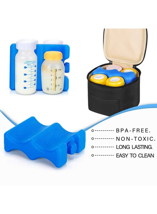 Breastmilk Cooler Bag With Ice Pack Baby Bottles Bag For Up To 4 Large 5 Ounce Bottles Without Nipple Perfect For Nursing Mom Back To Work Black