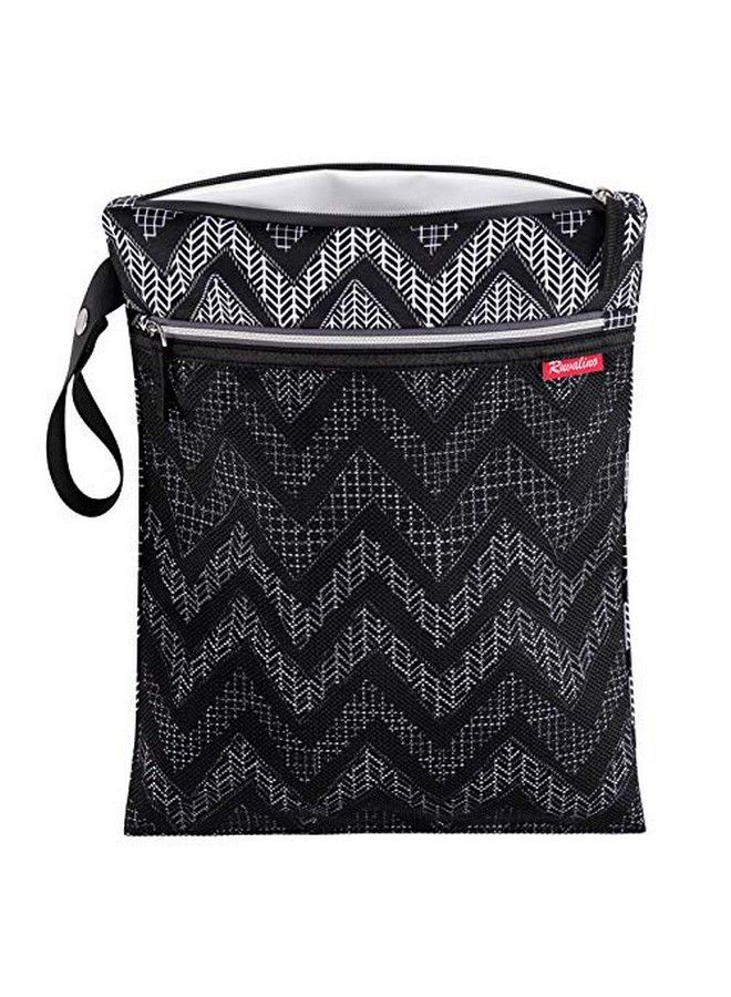 Wet Dry Bag Reusable Baby Diaper Bag Accessory With Two Compartments For Cloth Diapers Toys Swimsuits Dirty Gym Clothes Toiletries Large Capacity Waterproof And Stylish Black