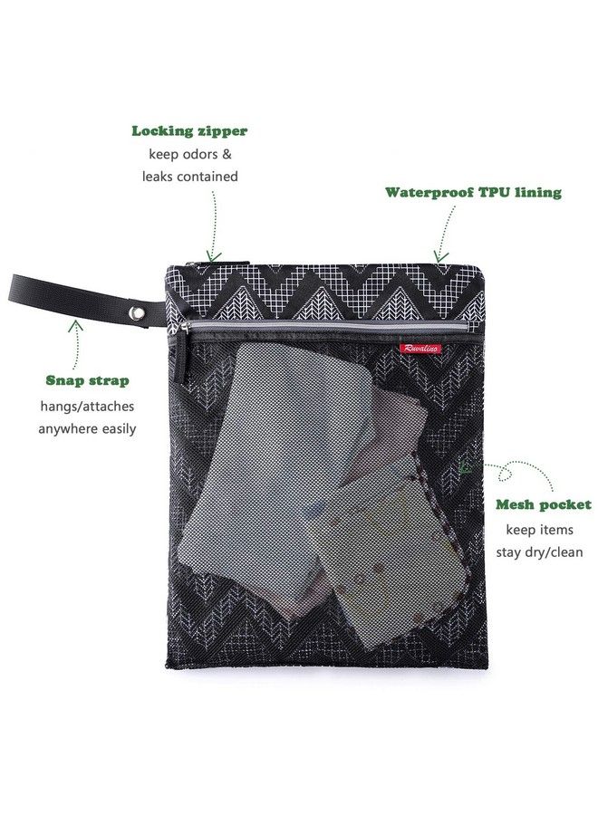 Wet Dry Bag Reusable Baby Diaper Bag Accessory With Two Compartments For Cloth Diapers Toys Swimsuits Dirty Gym Clothes Toiletries Large Capacity Waterproof And Stylish Black