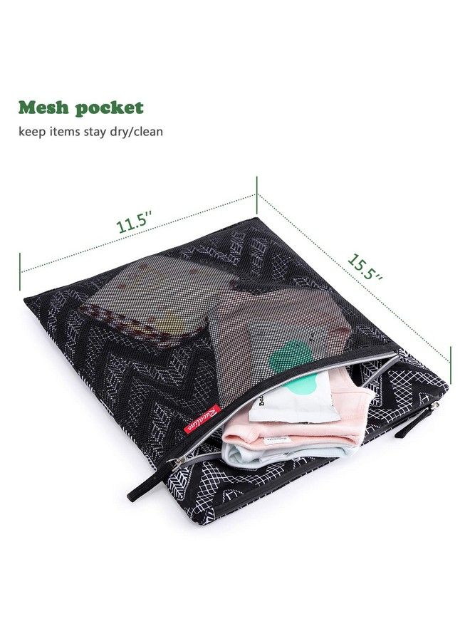 Wet Dry Bag Reusable Baby Diaper Bag Accessory With Two Compartments For Cloth Diapers Toys Swimsuits Dirty Gym Clothes Toiletries Large Capacity Waterproof And Stylish Black