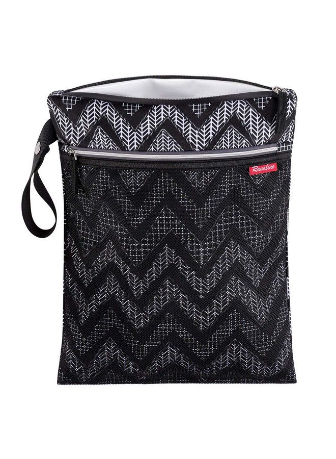 Wet Dry Bag Reusable Baby Diaper Bag Accessory With Two Compartments For Cloth Diapers Toys Swimsuits Dirty Gym Clothes Toiletries Large Capacity Waterproof And Stylish Black
