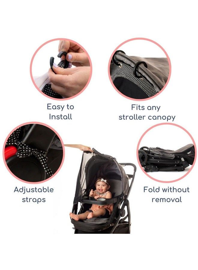 Sun Shade For Strollers (Large Original). Universal Adjustable Spf 30+ Sunshade With See Through. Your Baby Will The World And Will Be Protected. Stroller Sun Shade Extender By Intimom