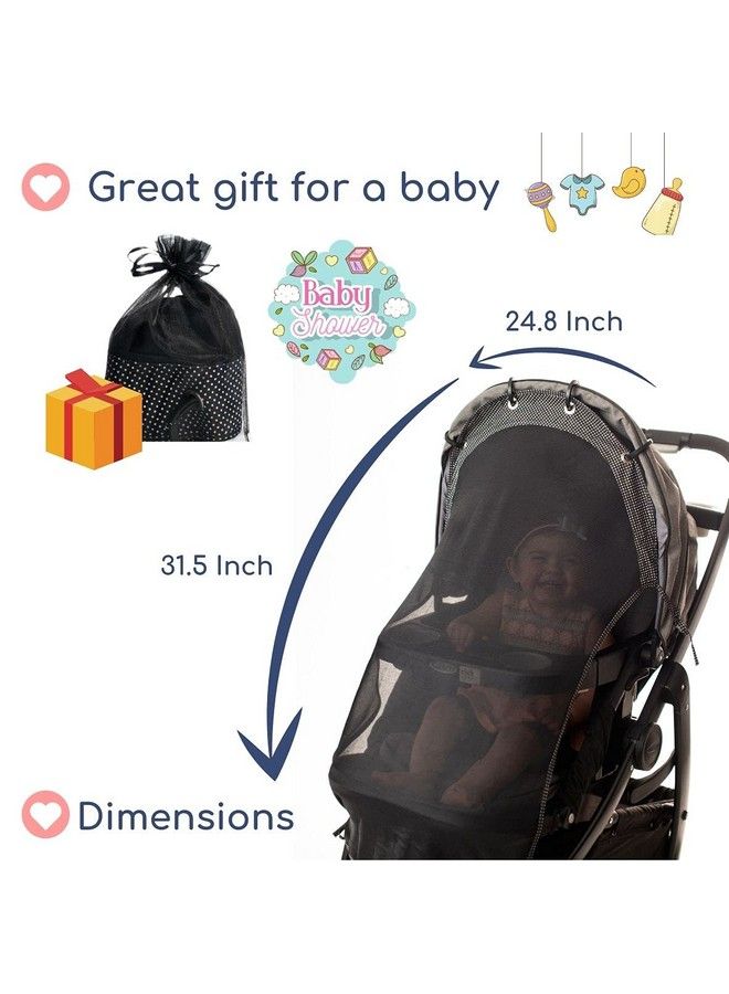 Sun Shade For Strollers (Large Original). Universal Adjustable Spf 30+ Sunshade With See Through. Your Baby Will The World And Will Be Protected. Stroller Sun Shade Extender By Intimom