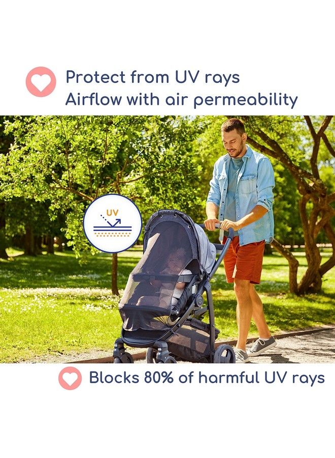 Sun Shade For Strollers (Large Original). Universal Adjustable Spf 30+ Sunshade With See Through. Your Baby Will The World And Will Be Protected. Stroller Sun Shade Extender By Intimom
