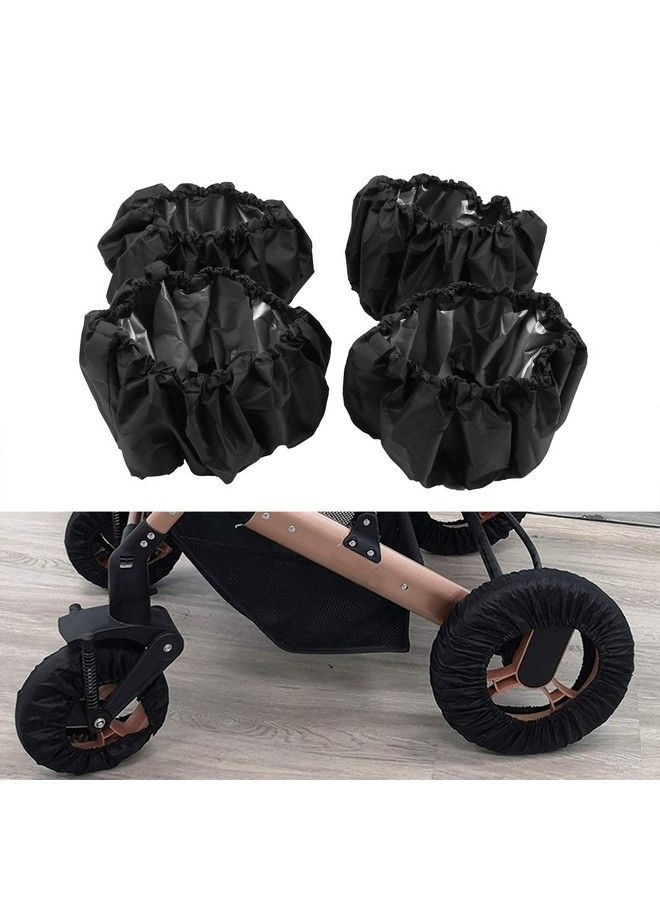 4 Pcs/Set Stroller Wheel Protection Covers Black Wheelchair Tire Protector For Child Kid Baby Stroller Jogger Wheels Protection Covers(L)