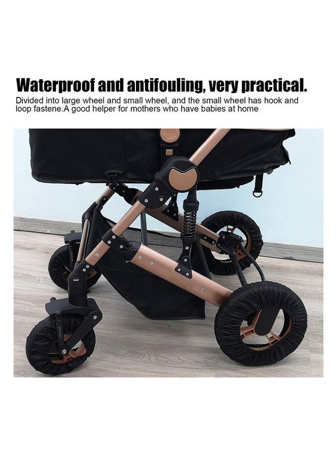 4 Pcs/Set Stroller Wheel Protection Covers Black Wheelchair Tire Protector For Child Kid Baby Stroller Jogger Wheels Protection Covers(L)