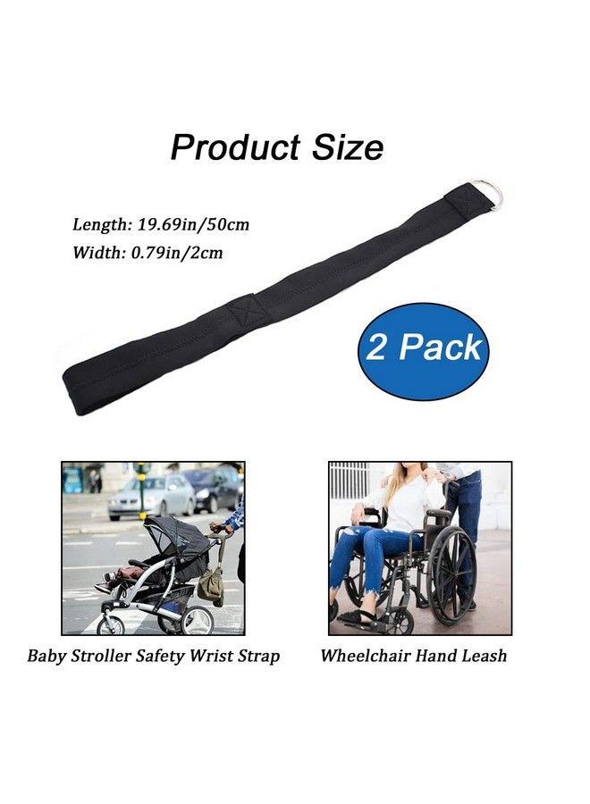 2 Pack Baby Stroller Safety Wrist Strap Adjustable Pram Wheelchair Hand Leash Black Retractable Hands Free Dog Leash Short Rope Safety Belt For Hilly City Street Walking