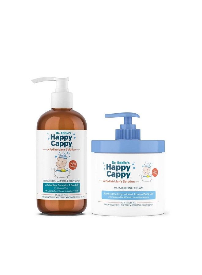 Medicated Shampoo And Cream Bundle Manage Cradle Cap Seborrheic Dermatitis Dandruff And Soothe Dry Itchy Sensitive Eczema Prone Skin For All Ages One 8 Oz Bottle And One 12 Oz Jar