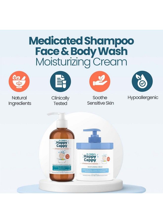 Medicated Shampoo And Cream Bundle Manage Cradle Cap Seborrheic Dermatitis Dandruff And Soothe Dry Itchy Sensitive Eczema Prone Skin For All Ages One 8 Oz Bottle And One 12 Oz Jar