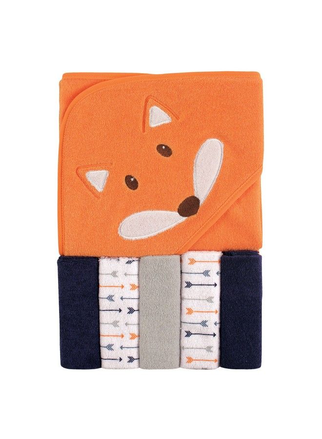 Hooded Towel And 5 Washcloths Boy Fox