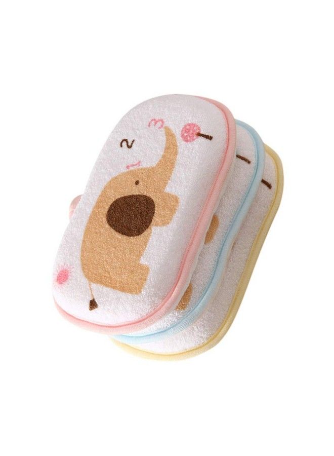 Baby Bath Sponge Cartoon Animal: 3Pcs Absorbent Exfoliating Shower Sponge Cotton Body Scrubber Towel For Kids Toddler Boys Girls Mixed Color