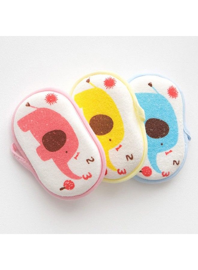Baby Bath Sponge Cartoon Animal: 3Pcs Absorbent Exfoliating Shower Sponge Cotton Body Scrubber Towel For Kids Toddler Boys Girls Mixed Color