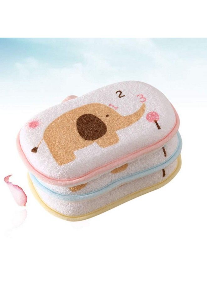 Baby Bath Sponge Cartoon Animal: 3Pcs Absorbent Exfoliating Shower Sponge Cotton Body Scrubber Towel For Kids Toddler Boys Girls Mixed Color