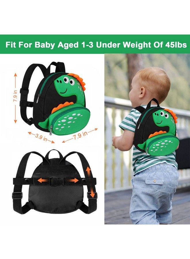 Toddler Backpack Harness With Safety Leash Cute Dinosaur Harnesses With Kids Anti Lost Wrist Link Mini Child Schoolbag With Wristband Tether Strap And Protection Leashes For Baby Boys (Black)