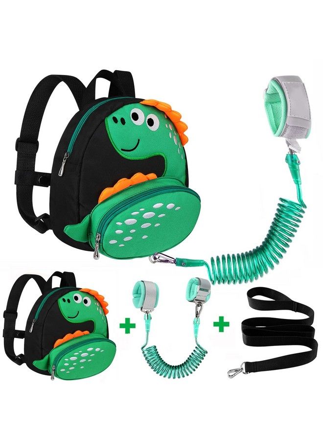 Toddler Backpack Harness With Safety Leash Cute Dinosaur Harnesses With Kids Anti Lost Wrist Link Mini Child Schoolbag With Wristband Tether Strap And Protection Leashes For Baby Boys (Black)