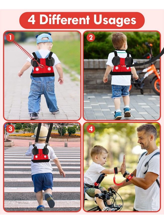 Toddler Leash For Walking Baby Leashes For Toddlers Boys 4In1 Kid Harness With Leash Child Safety Leash Anti Lost Wrist Link (Mickey)