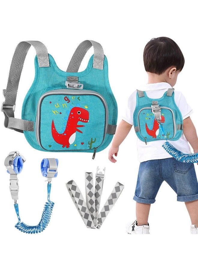 Toddler Harness Leash + Anti Lost Wrist Link Accmor Dinosaur Baby Harnesses With Kids Leashes For Boys Cute Child Walking Antilost Holder Bracelet Strap Tether For Outdoor Keep Kid Close (Blue)