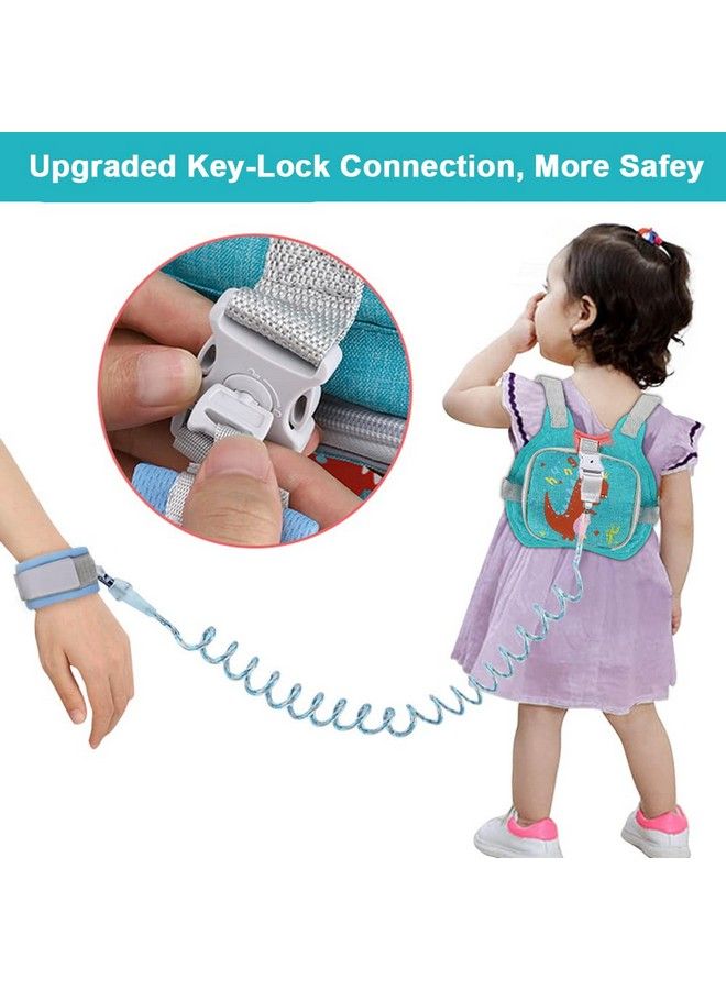 Toddler Harness Leash + Anti Lost Wrist Link Accmor Dinosaur Baby Harnesses With Kids Leashes For Boys Cute Child Walking Antilost Holder Bracelet Strap Tether For Outdoor Keep Kid Close (Blue)