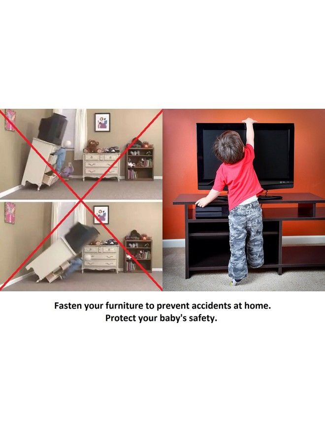 Baby Safety Metal Tv Straps Furniture Antitip Straps Heavy Duty Strap All Flat Screen Tv/Furniture 2 Pack