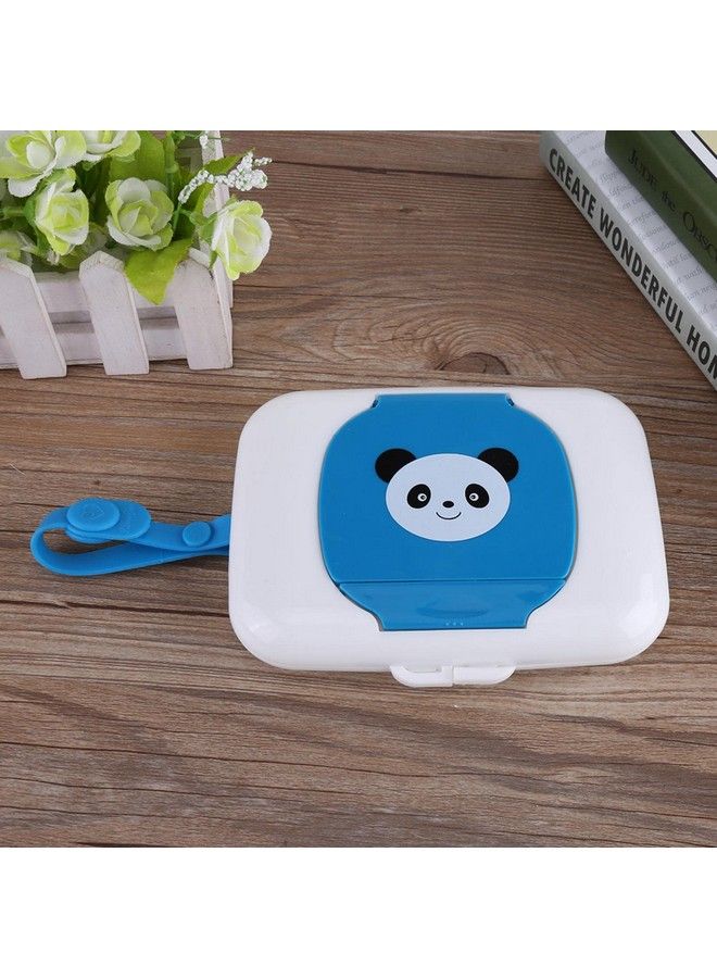 Wet Wipes Storage Box Baby Portable Wipes Dispenser Travel Refillable Container For Car Bathroom Living Room Outdoor Use (White&Blue)